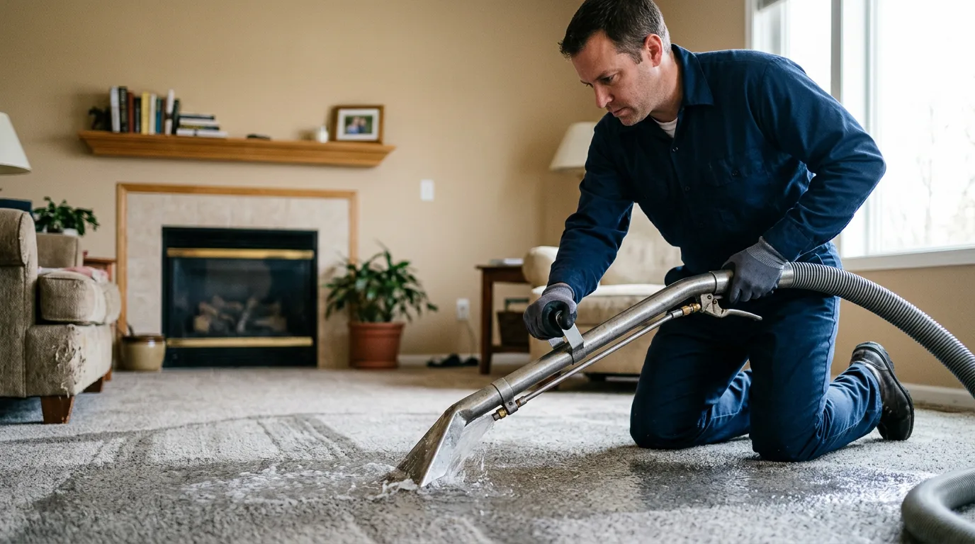 Water damage restoration technician working near Cannelburg, IN